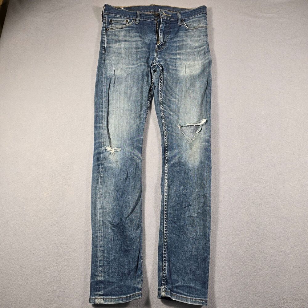 Levi's 510 Men's 30x32 Blue Jeans Skinny Fit Destroyed Knee